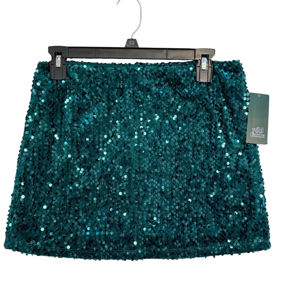 Wild Fable Sequin Mini Skirt Womens Small Teal Green NWT Holiday Party Glam